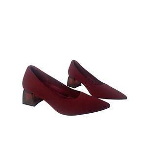 VIVAIA Stella Block Heel Pumps Women 43 Burgundy Knit Pointed Toe Lucite Heel